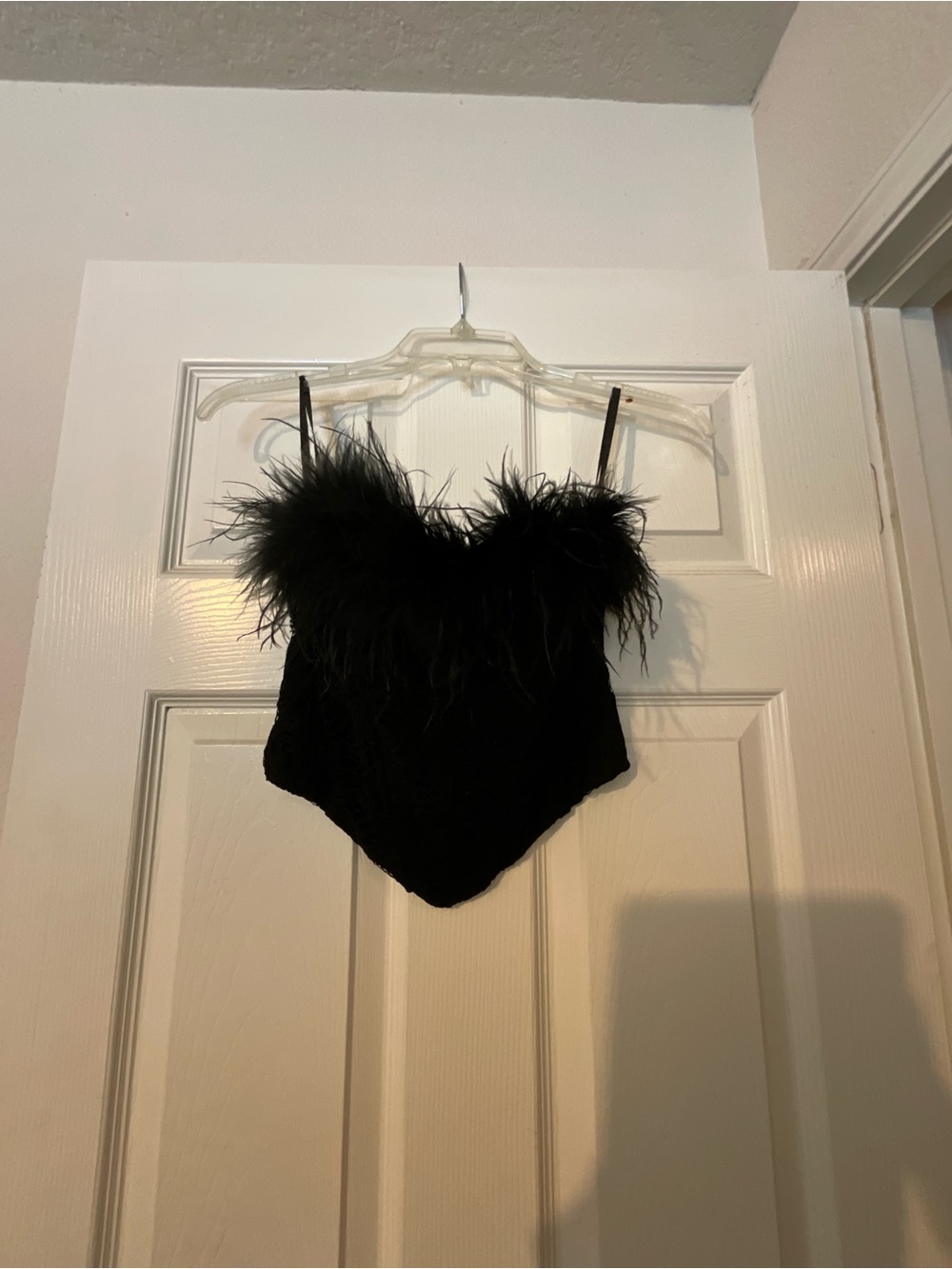 Windsor Black Feather Trim Bustier Corset Top